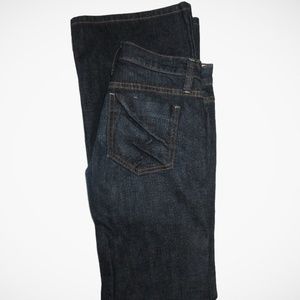 FRANKIE B Retro Flare Dark Embossed F Jeans Size 6
